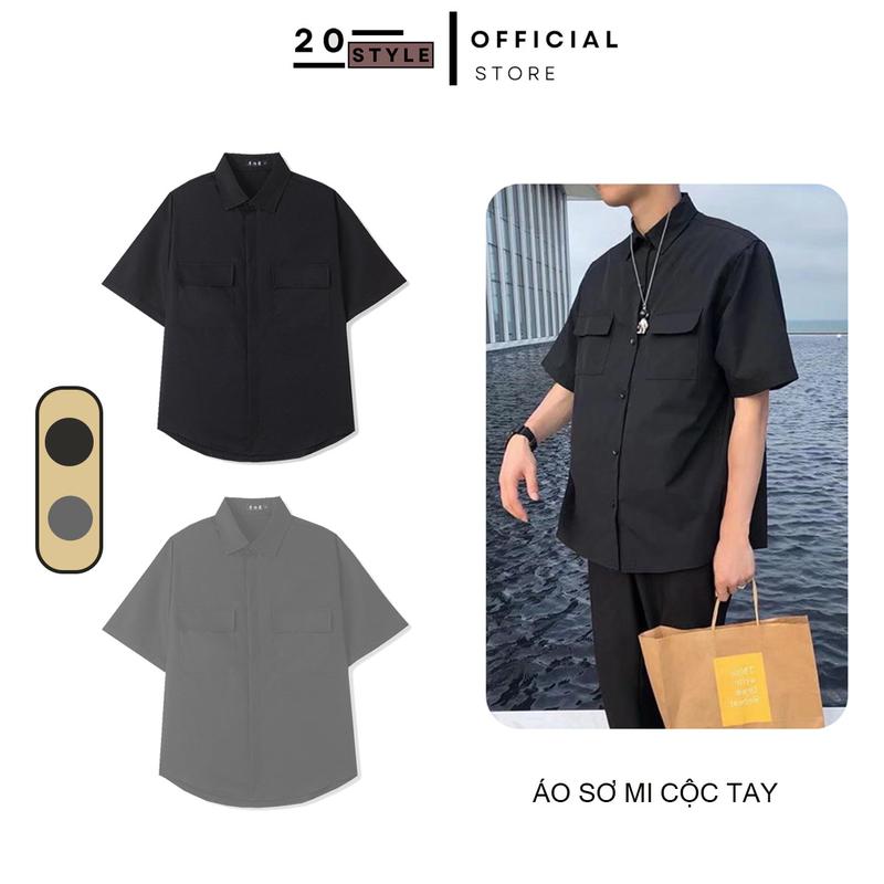 Áo Sơ Mi Nam Tay Ngắn Túi Hộp form rộng , vải cotton thấm hút mồ hôi tốt, sơ mi túi hộp nam, phong cách Hàn quốc Unsex