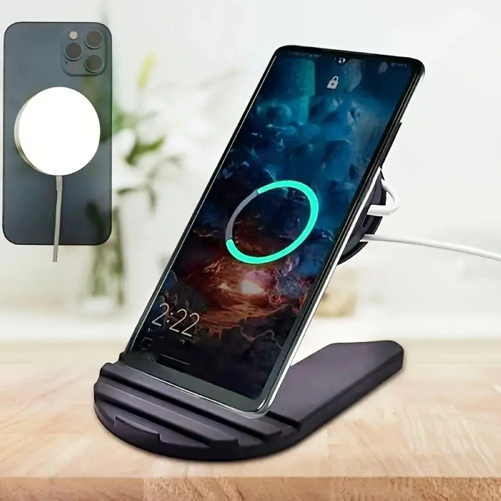 Desktop Phone Holder with Wireless Charging Function, 1 Count Foldable Phone Stand, Phone Accessories for Home Office, Compatible with Magsafe