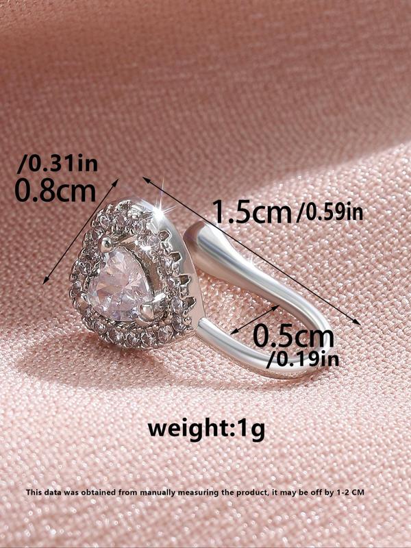 Heart Shaped Artificial Crystal & Rhinestone Decorated Fake Nose Ring, Fashionable Nose Ring for Women & Girls, Body Jewelry for Party, Daily Clothing Decor 4