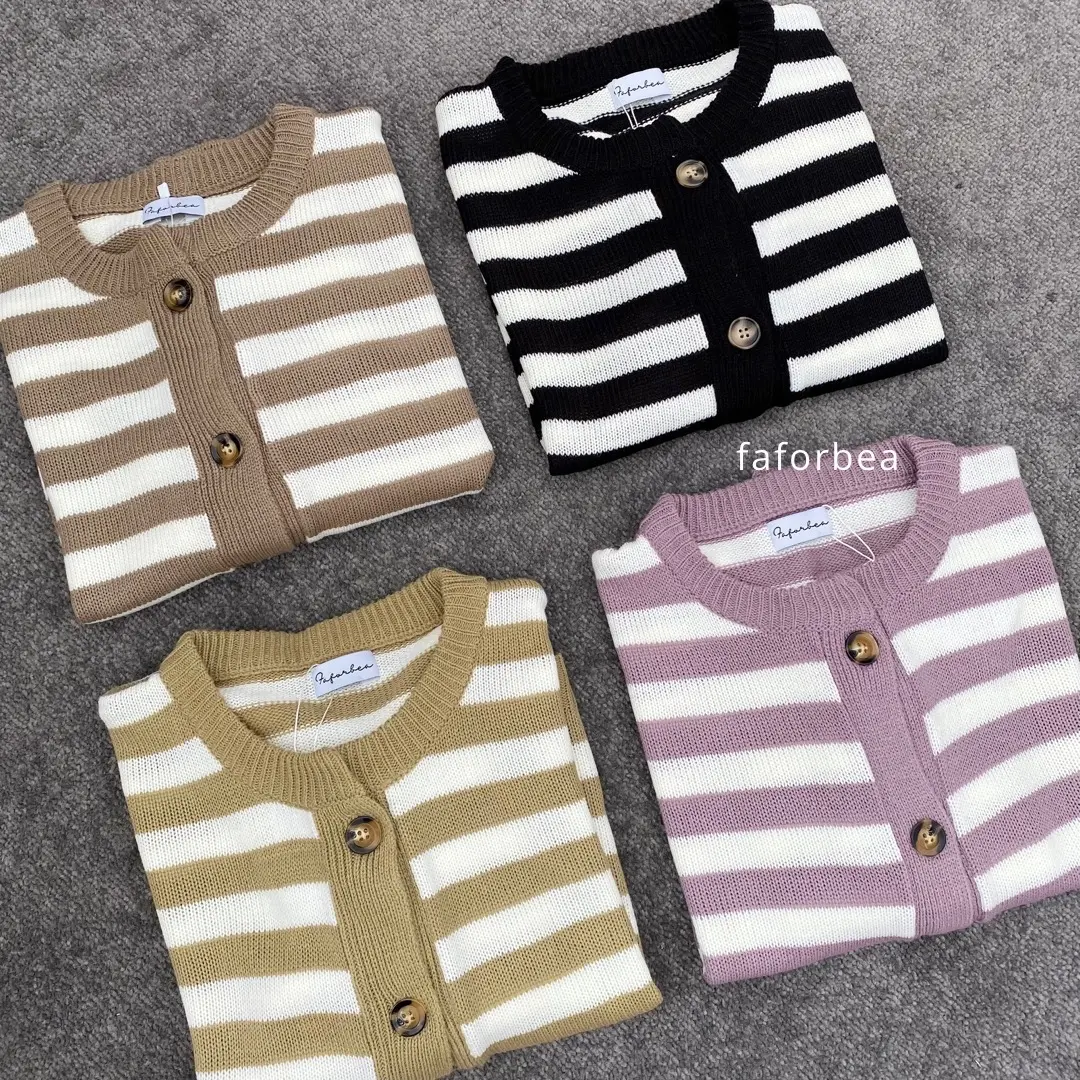 Faforbea Striped Knit Cardigan - Outer Rajut Lembut Motif