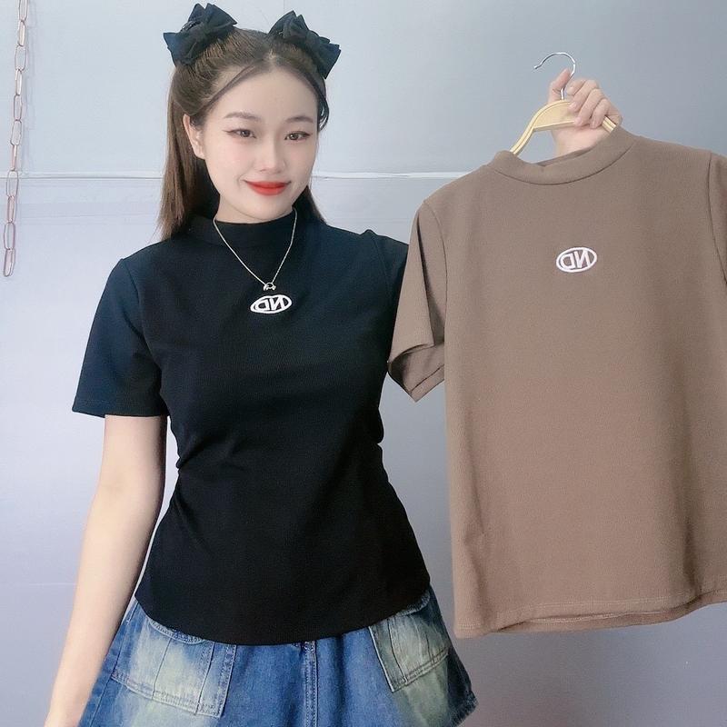 Áo baby tee basic thêu chữ chất nỉ tăm thời trang bigsize 60-95kg Đậu bigsize-G234