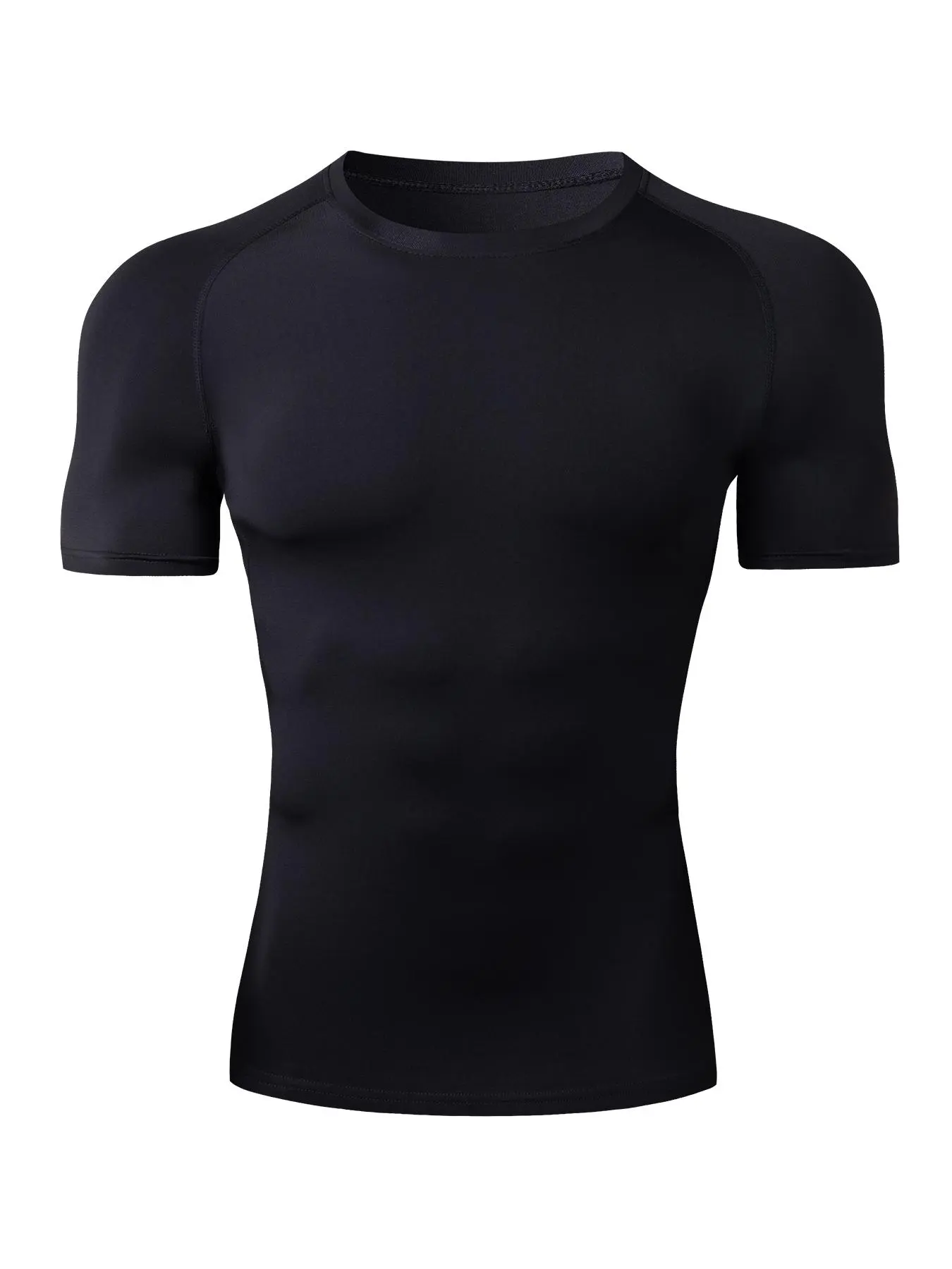 Men's Solid Round Neck Sports Tee, Sporty Quick Drying Breathable T-Shirt, Summer Outfits 2024, Men Sportswear for Gym Workout Running, Men Sport & Outdoor Clothing
