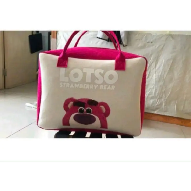 Túi Du Lịch Cỡ Lớn Bằng Vải Nỉ Họa Tiết Hoạt Hình Gấu Dâu.ĐA.A2.aquyen Bag Hoa 925 4