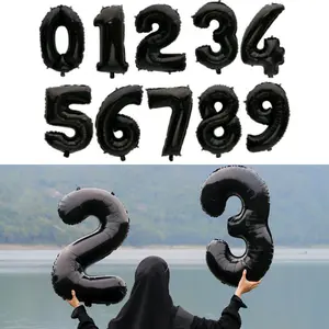 BALON FOIL ANGKA JUMBO HITAM 80CM