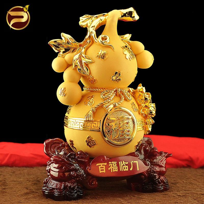 [ Kèm Đế Sẵn] Bầu Hồ Lô Lớn Phong Thuỷ, Đồ Trang Trí Để Bàn, Quà Tặng Cao 32cm Decor Decor Phòng Trang Trí Nhà Đồng hũ vàng thần tài đá thủy