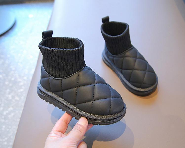 Product Introduction of Children's snow boots for winter, boys' short boots with thick fleece, girls' cotton boots, socks, big children's sports shoes 8