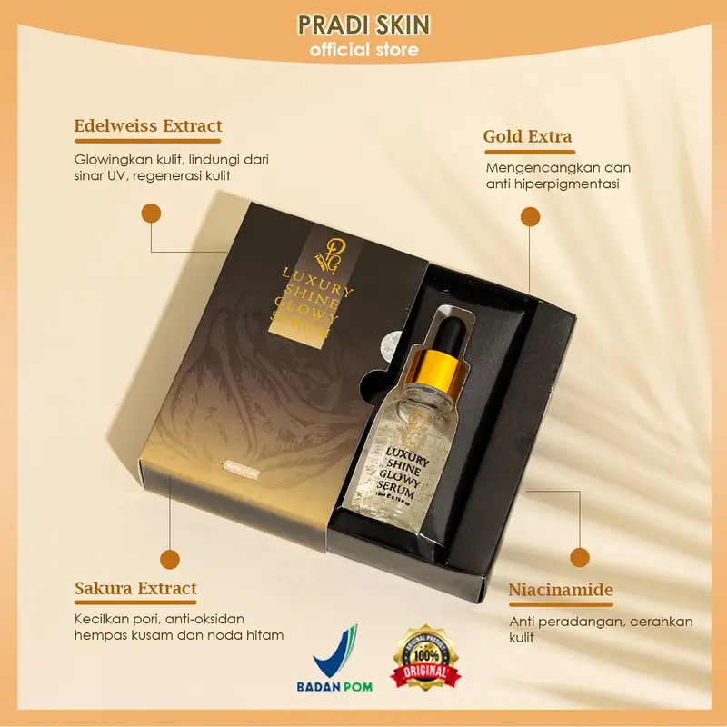 LUXURY SHINE GLOWY SERUM Pradiskin Glow untuk wajah 1