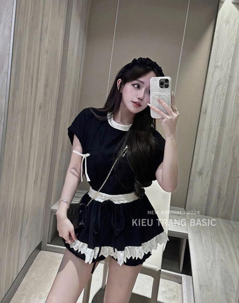 Product Introduction of Set váy phối bèo ren nữ 2 tầng dày dặn pc gen K5850 Áo Women 14