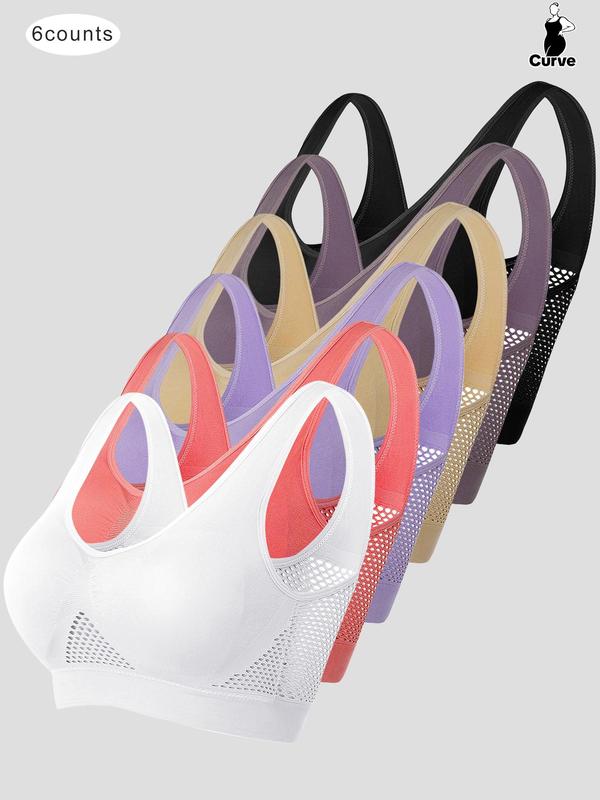 Plus Size Push Up Bra, Women's Breathable Comfortable Wireless Bra for All Seasons, Hollow Out Mesh Plus Size Bra for Women 6