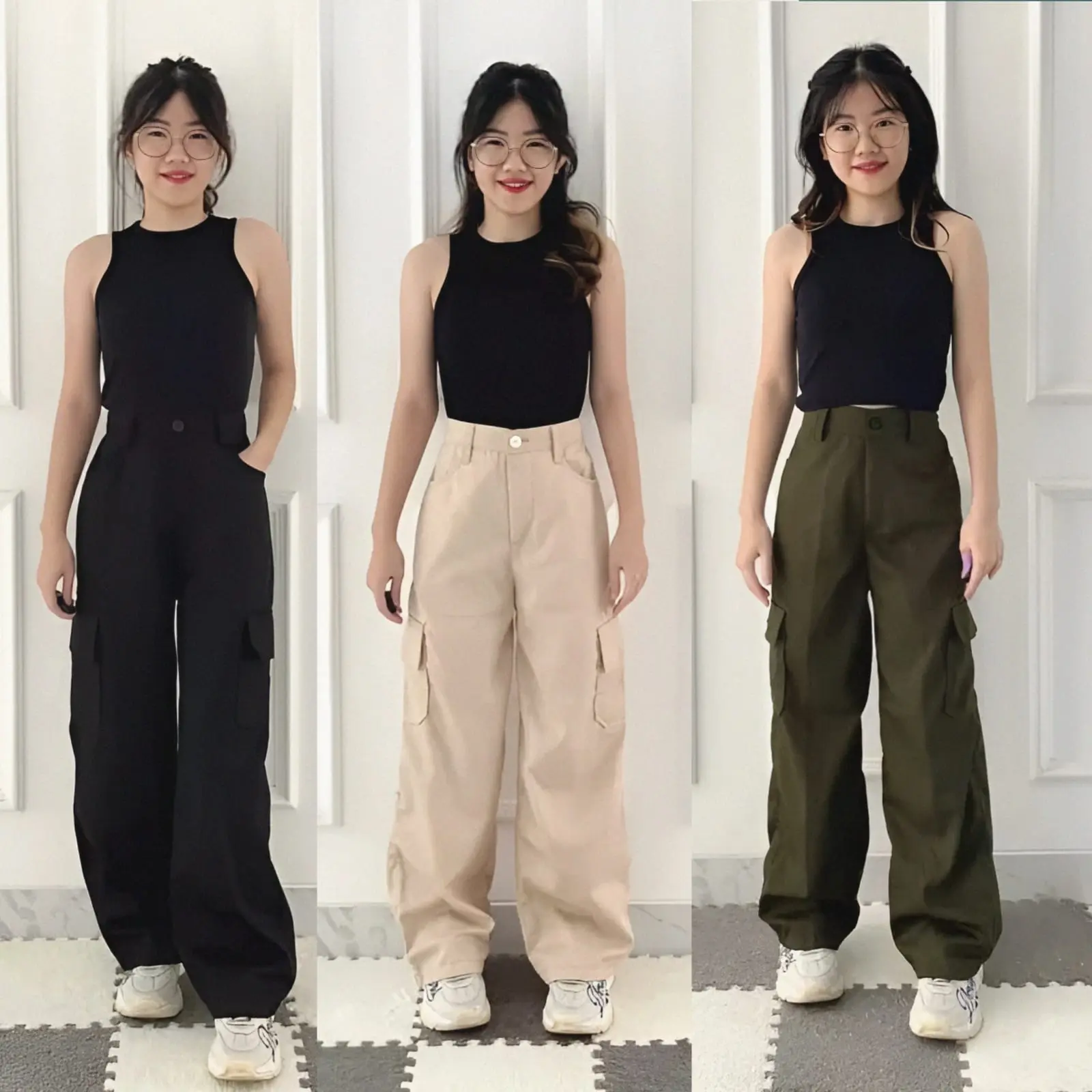 Cargo Panjang Wanita Unisex Bahan American Drill