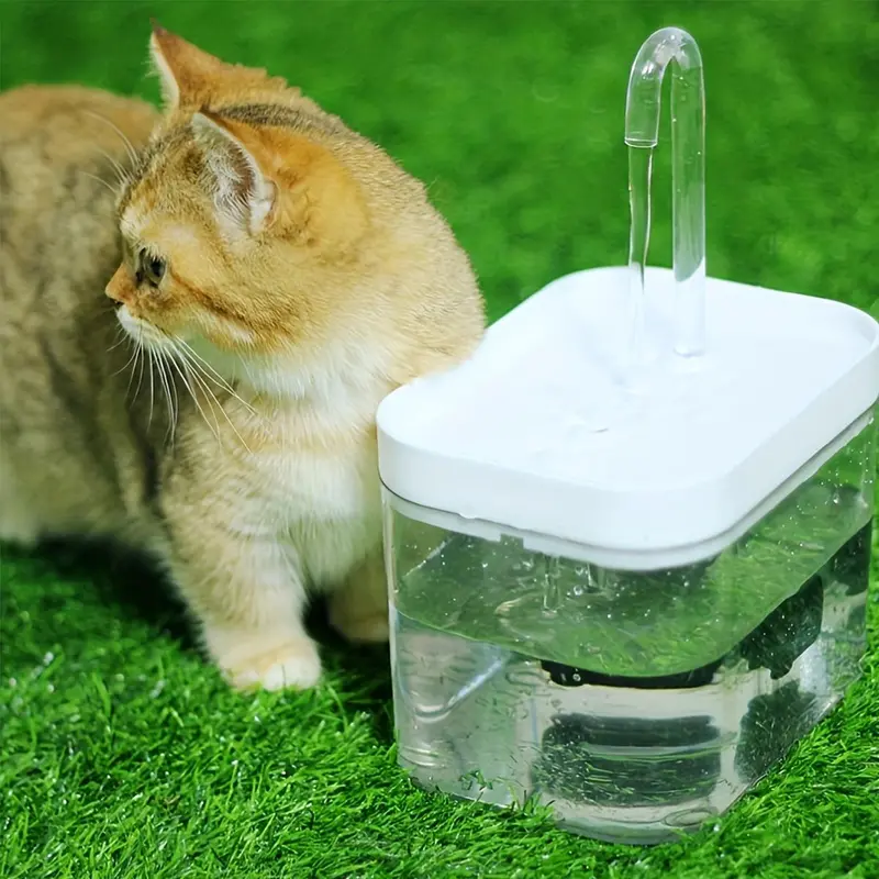 Pet Drinking Fountain, 1.5l Clear USB Rechargeable Automatic Water Bowl With Elbow, Feeding Supplies For Cats, Dogs & Birds 3