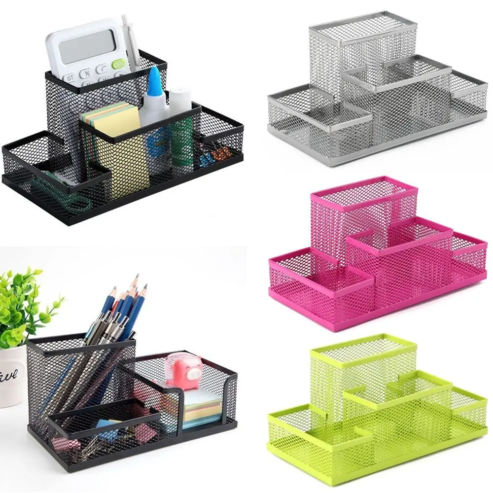 Hộp Đựng Bút Chì 3 / 4 Lưới, Mặt Bàn Văn Phòng, Thẻ Văn Phòng Phẩm, Giá Đựng Hồ Sơ Gọn Gàng, Hộp Đựng Bút Kim Loại, Hộp Đựng Bút Lưới Màu Đen