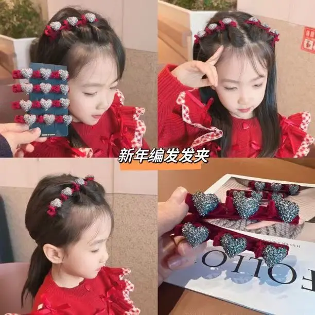 Phụ Kiện Tóc, Màu Đỏ, Dành Cho Nữ, Kẹp Bên Hông, Kẹp Tóc, Cao Cấp, Hình Trái Tim, Bện Đổ Xô, Kẹp Tóc, Đồ Trang Trí Tóc Women