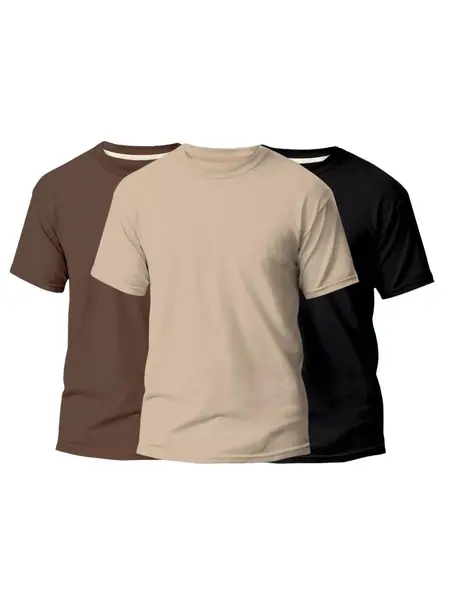 Kit 3 Camisetas Básicas Streetwear Camisa T-Shirt Masculina Slim Promoção Algodão Varias Cores