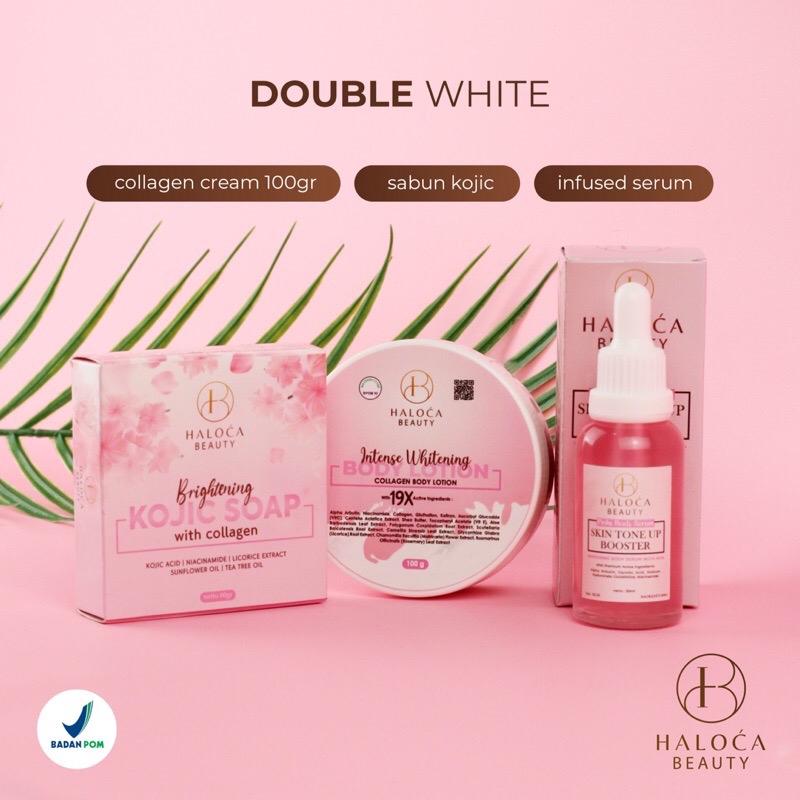 1000% ORIGINAL HALLOWICA HALOCA BEAUTY \\ DOUBLE WHITE \\ COLLAGENT LOTION 100gr + lnfused+ sabun Bebas Silikon 0