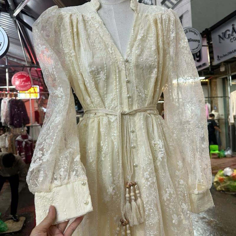Váy Ren Dài Tay Cvay dài Cúc Ngọc Chuẩn Tag Mac L1 (Tl35) 0