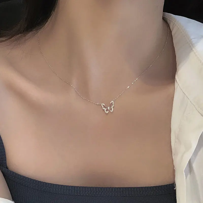 Vòng Cổ Bướm Pha Lê, Siêu Thanh Lịch, Dành Cho Nữ, Đơn Giản Và Dễ Phối Đồ Thiết Kế Độc Đáo