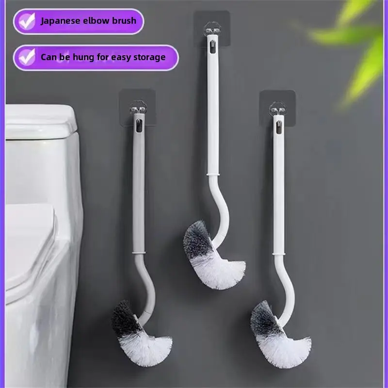 Japanese-Style Toilet Brush - 360° Angle Adjustable Cleaning Head For Hard-To-Reach Areas, Wall Mounted Bathroom Scrubber With Drip-Free Stand