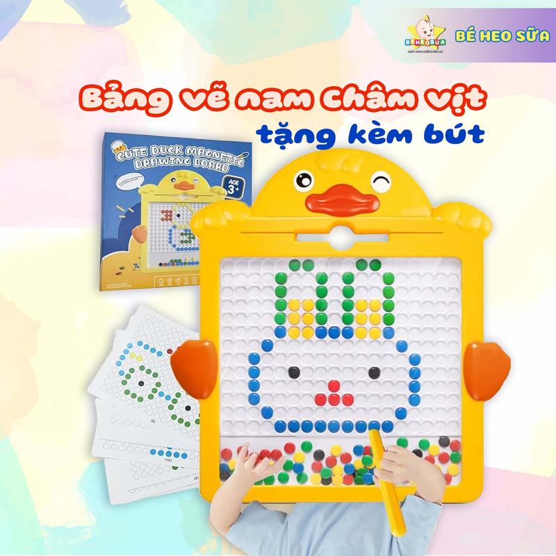 Bảng Vẽ Xếp Hình Nam Châm Con Vịt 27x27cm Thế Hệ Mới, Đồ Chơi Giáo Dục Xếp Hình Nam Châm, Bảng Vẽ Bút Bi Nam Châm Từ Tính Cho Bé