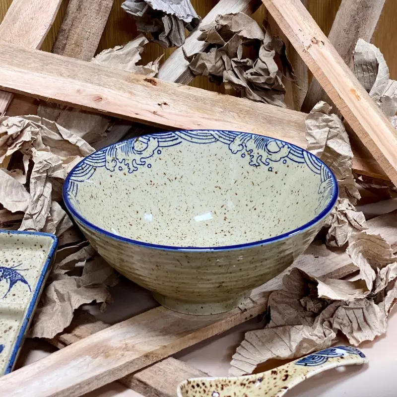Tách Lẻ Bộ Bát Đĩa Chén Dĩa Gốm Miu  Decor Họa Tiết Cá Nhật Men Tiêu  Phong Cách Nhật Bản 4