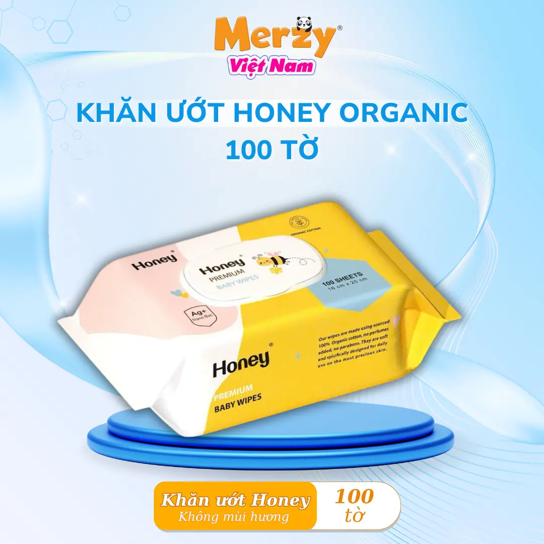 Khăn Ướt Trẻ Em Honey Dịu Nhẹ, Kháng Khuẩn, Không Mùi Hương - Gói 100 Tờ