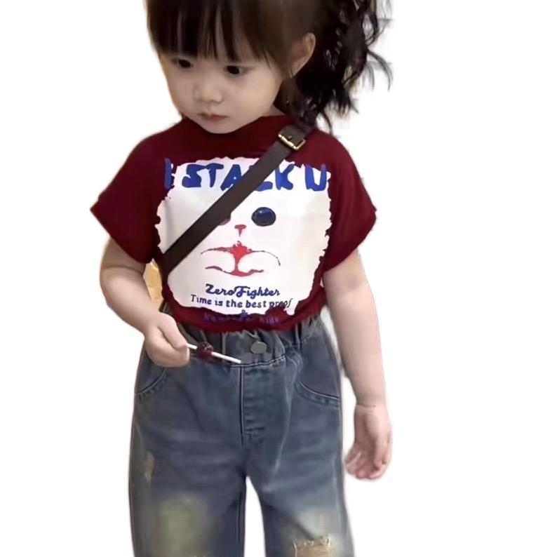  Bộ Quần Jean dài kèm Áo tay ngắn MỘC BABY STORE D37 cho bé gái 10-35kg quâ  notreem 