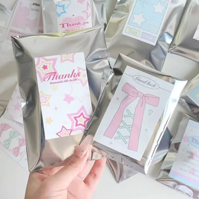 Túi Đóng Gói Niêm Phong Tự Làm Bằng Lá Nhôm, 100 Chiếc, Tự Dính, Thích Hợp Cho Thẻ Photocard Và Thẻ Thần Tượng, Bao Gồm Tay Áo 5