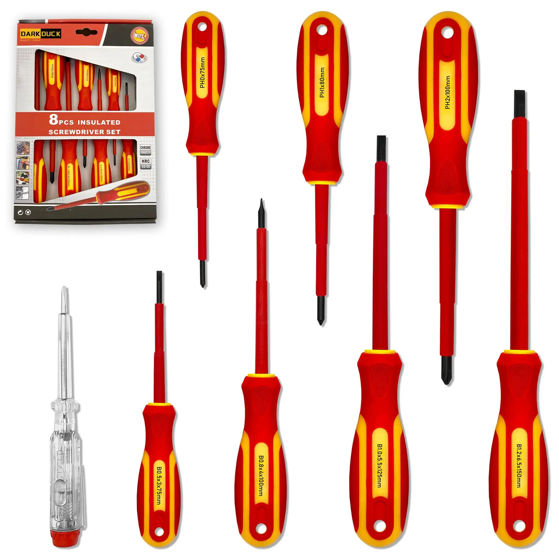 Insulated Electrician Screwdriver Set, CR-V-Steel Screwdriver Set with VDE-Approved Voltage Tester, Suitable for Professional Electricians Or Home Maintenance