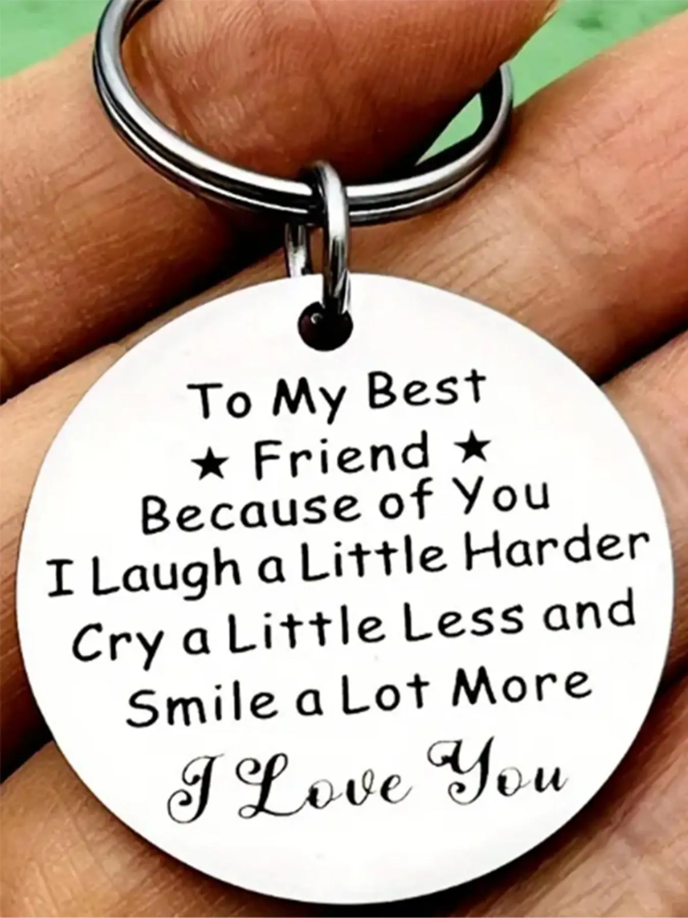 Unisex Friendship Series Keychain, Letter Pattern Car Keychain for Men & Women, Fashionable Stainless Steel Mini Accessories, Suitable for Daily Decoration