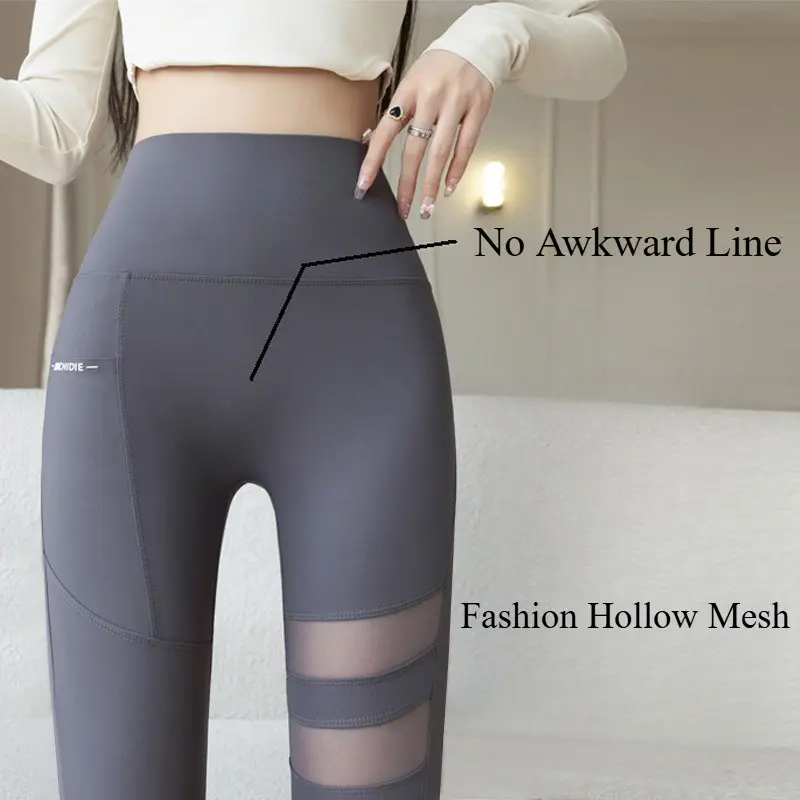 Quần Tập Yoga, Dành Cho Nữ, Thân Thiện Với 100kg, Quần Legging Cá Mập Cạp Cao Có Túi Lưới, Trang Phục Thể Dục Barbie Dày Trung Bình (Cỡ L-XXXL) 4