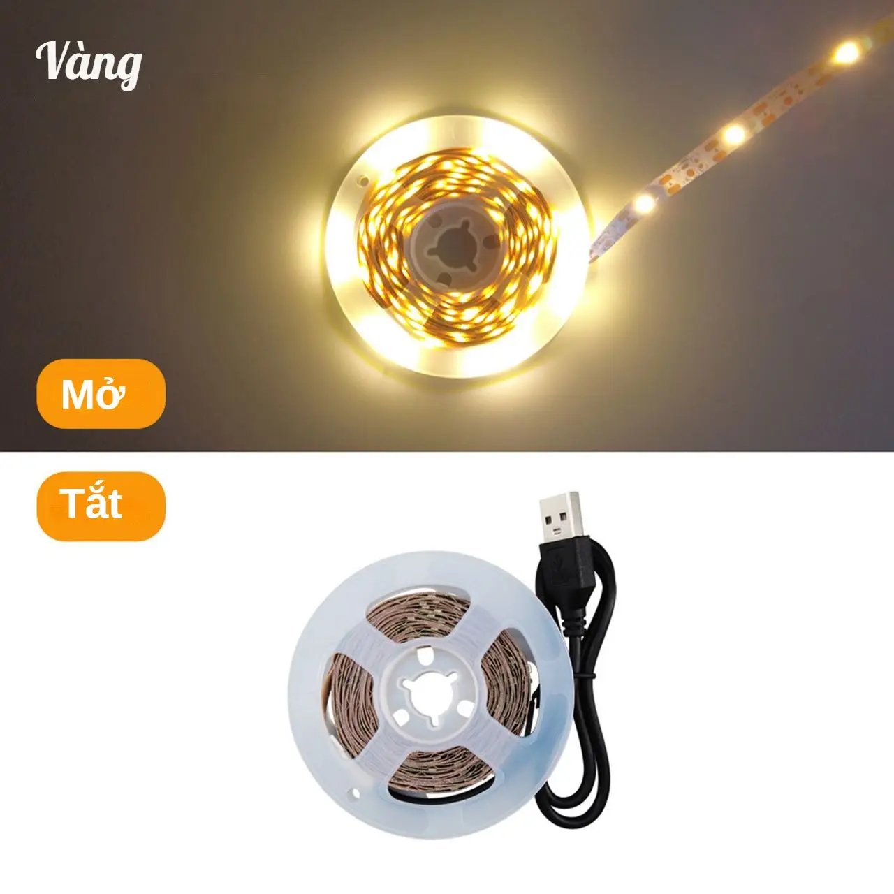 đơn sắc USB dải đèn ánh sáng ấm áp ánh sáng trắng TV nền tủ tủ quần áo chiếu sáng trang trí tự dính dải đèn LED