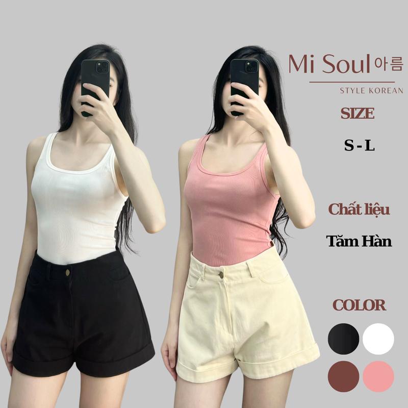 Áo 3 Lỗ Có Đệm Mút Chất Liệu Tăm Hàn Mát Ôm Body BigSize, Áo 2 Dây Bản To Thun Form Ôm MiSoul 288 - 304 Nữ Top Women