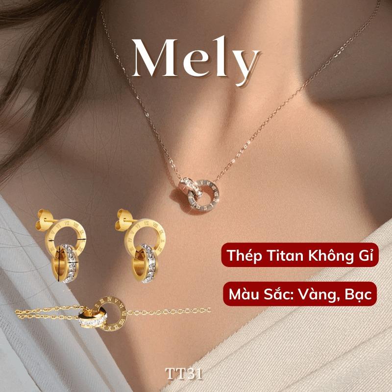 [KHÔNG ĐEN GỈ] Dây chuyền Nữ Titan Vòng cổ Timeless hai vòng tròn lồng nhau Mely TT31