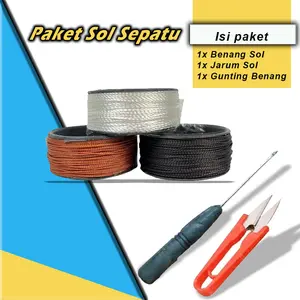 Komplit Alat Jahit Sol Sepatu, Benang Sol, Jarum Sol, Gunting Benang - Benang Nilon Nylon Tali Sol Nilon Jarum Sol Sepatu