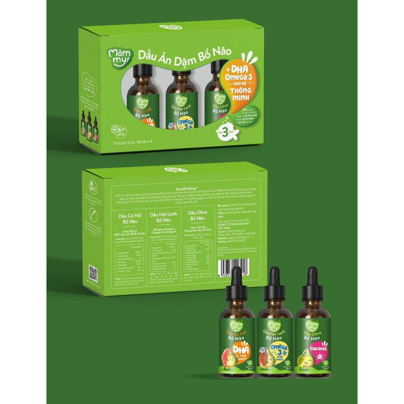 [Date 11/2026] Set 3 dầu ăn dặm bổ não Mămmy(dầu cá hồi-dầu hạt lanh-dầu Olive 30ml) hoặc chai 100ml 2