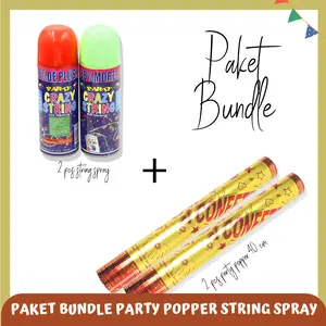 Paket Bundle 2 pcs Party Popper 40 cm & String Spray