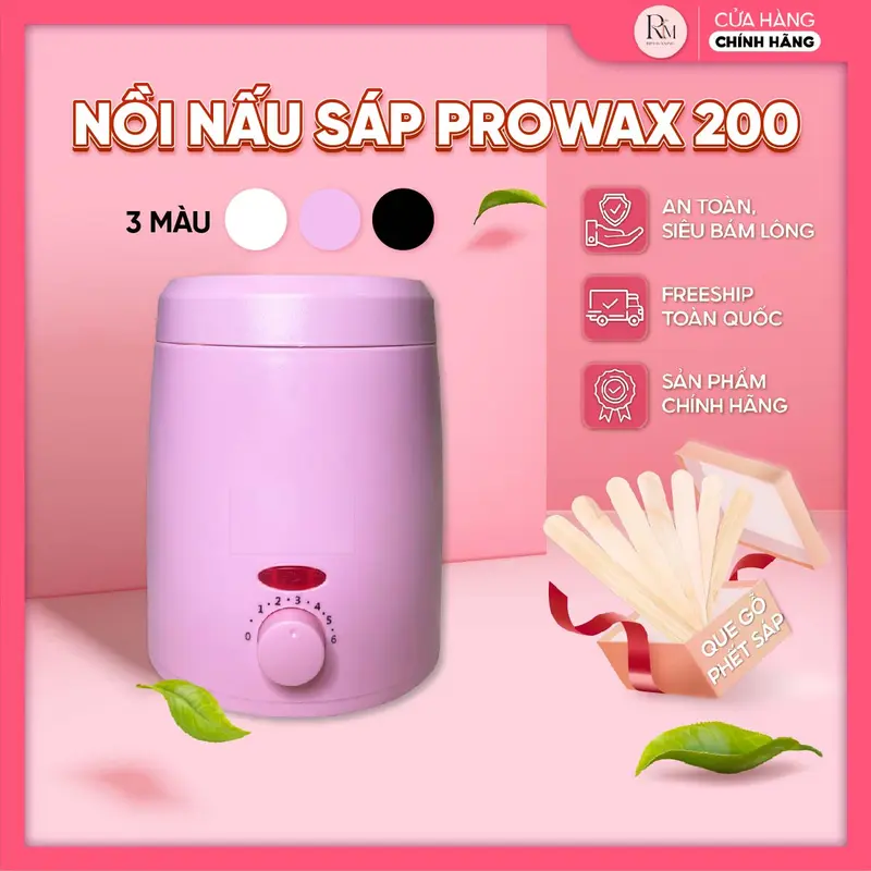 [CHE TÊN] Nồi Nấu Sáp Wax Lông Pro Mini 200 RIMWAXING Chống Dính Cao Cấp Lòng Nồi Có Lớp Silicon Tặng Kèm Que 1013 Women Cạo Râu 0
