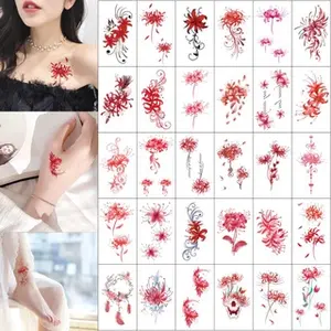 30 Lembar Grosir Termurah Tato Bunga Spider lily KODE BM- Tatto Temporer Bunga berwarna Tahan Lama Tato temporary Stiker Tato Halal Dewasa