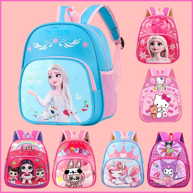 Balo cho bé gái mầm non, cặp trẻ em mẫu giáo, ba lô dễ thương hình elsa mèo kitty búp bê công chúa Voi Heo BBG0712 labubu