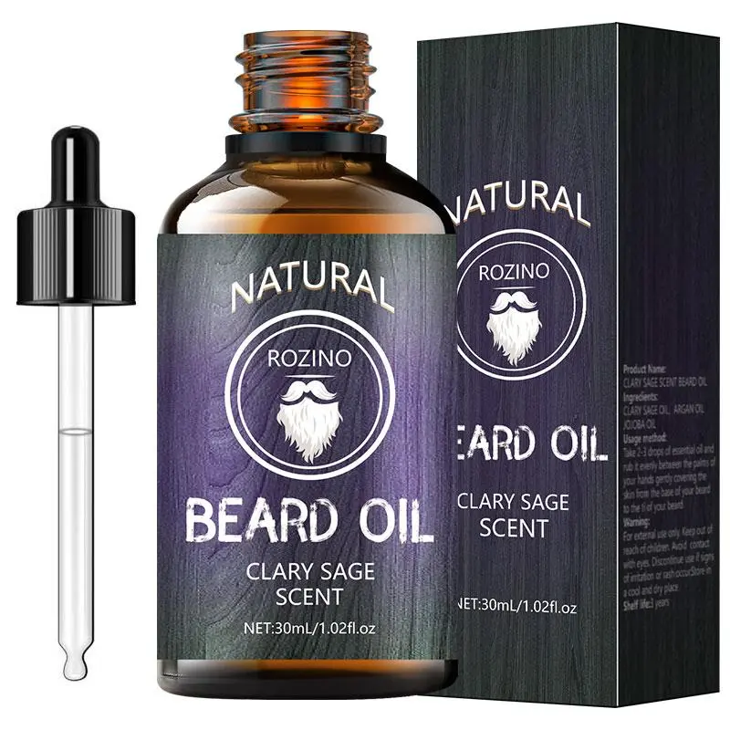 30ml Natural Sage Beard Essential Oil, 1 Count Beard Smoothing Serum, Beard Strengthening Essence for Men