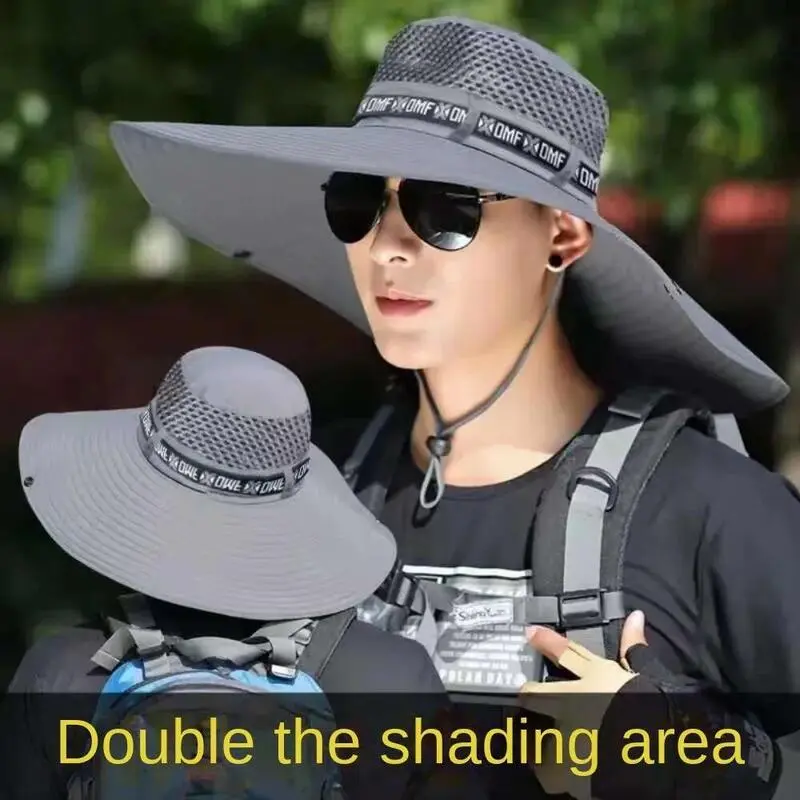 15CM Wide Brim Fisherman Outdoor Sports Hiking Fishing Anti-UV Sun Quick Drying Protect Neck Beach Cap Bucket Hat