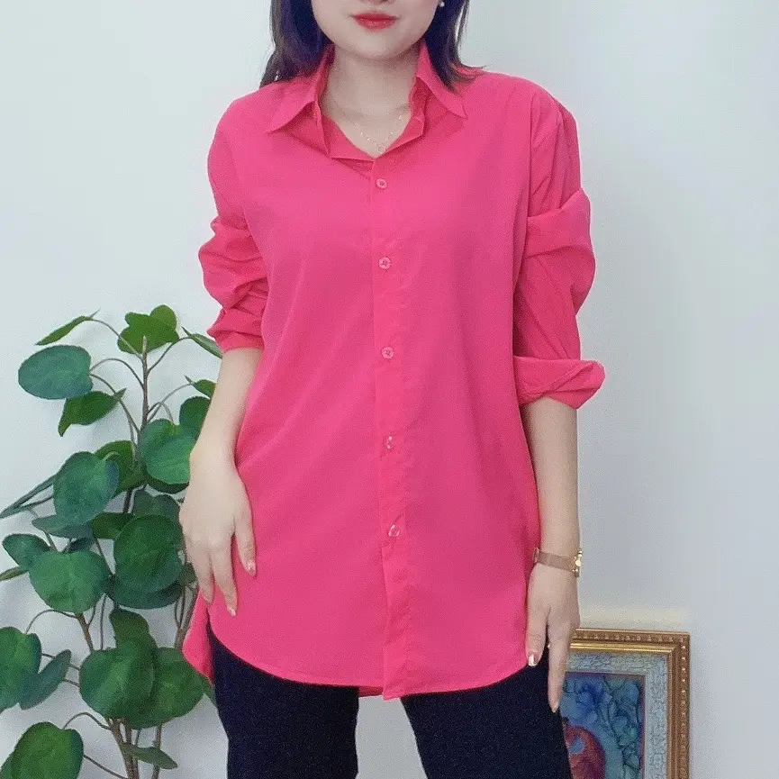 Áo Sơ Mi Nữ Công Sở MAYYA Dài Tay Dáng Rộng Trơn, Chất Kate Mềm Hồng Sen Năng Động Trẻ Trung A09 Top Women Shirt Cổ Tròn