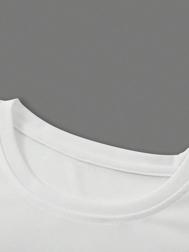 Product Introduction of 【Plus Size】 Letter Print Round Neck Tee, Regular Fit Casual Short Sleeve T-shirt for Daily Wear, Men's Clothing for All Seasons 6