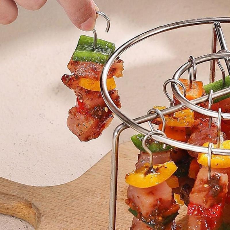 Giá Nướng Thịt, Hình Tròn, Chuyên Dụng Cho Nồi Chiên Không Dầu, Đặt Ngang, Làm Bằng Thép Không Gỉ, Thích Hợp Sử Dụng Trong Gia Đình, Xiên Giá Đỡ, S2X2 3