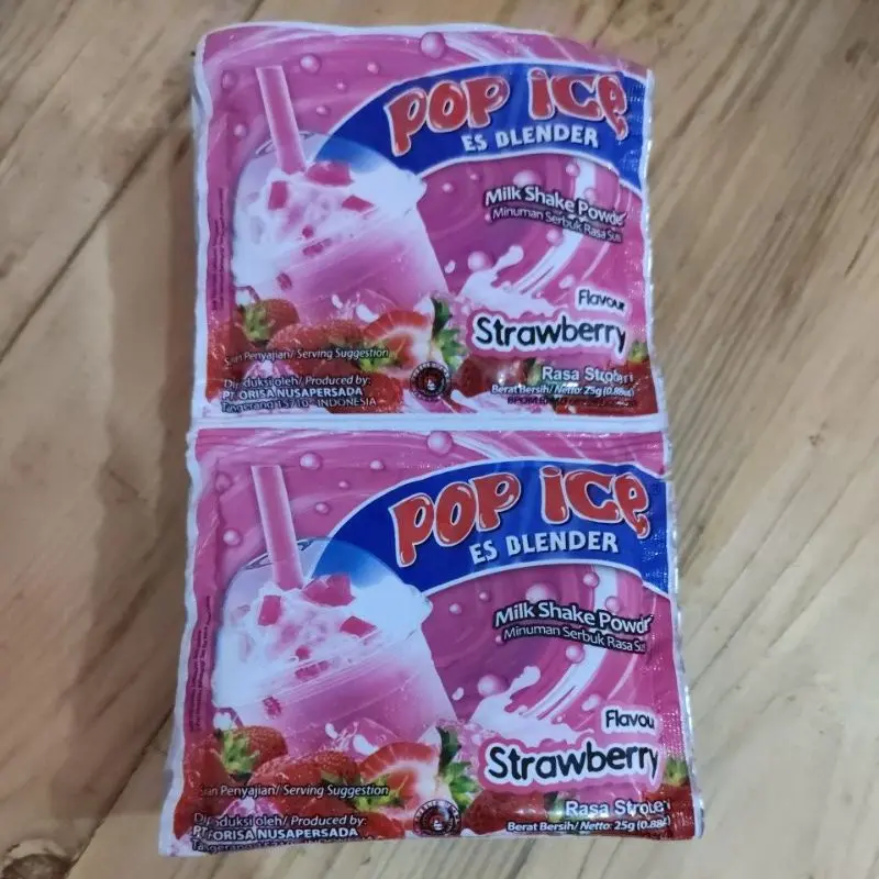 POPICE STRAWBERRY SACHEET 25GR 1 DUS ISI 25 RENCENG / POP ICE 0