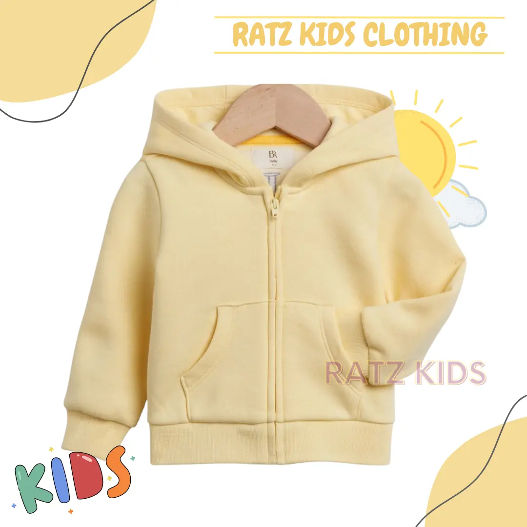 Jaket Hoodie Zipper Anak Unisex Polos untuk Usia 2-12 Tahun Kids