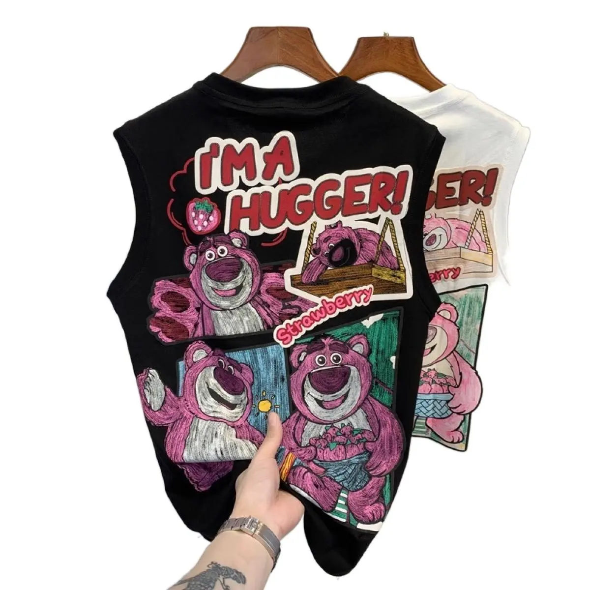 Fashion trend cartoon printed vest men's summer new undershirt youth stretch sleeveless T-shirt summer