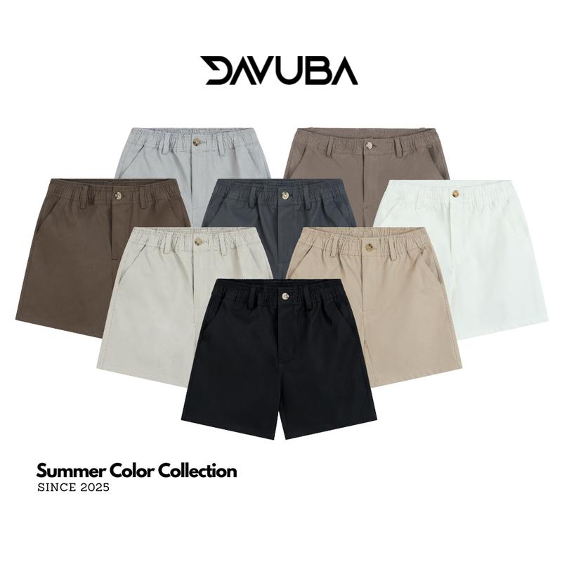 DAVUBA - DEAL MỞ BÁN Quần Nam Kaki Short Basic Lưng Chun Trên Gối SM131