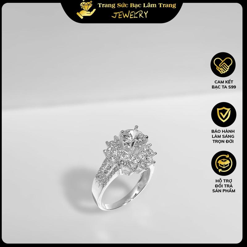 Nhẫn Sen 3 Khe Bạc Ta Bánh Bèo Nữ Tính LTJ 261 - Trang Sức Bạc Không Bay Màu