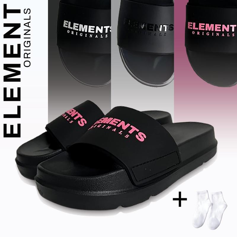 [TẶNG VỚ] E06 DC - Dép Elements PVC Basic 01 unisex - ( Slipper ) Dép đế cao nam nữ quai PVC chữ nổi - Elements